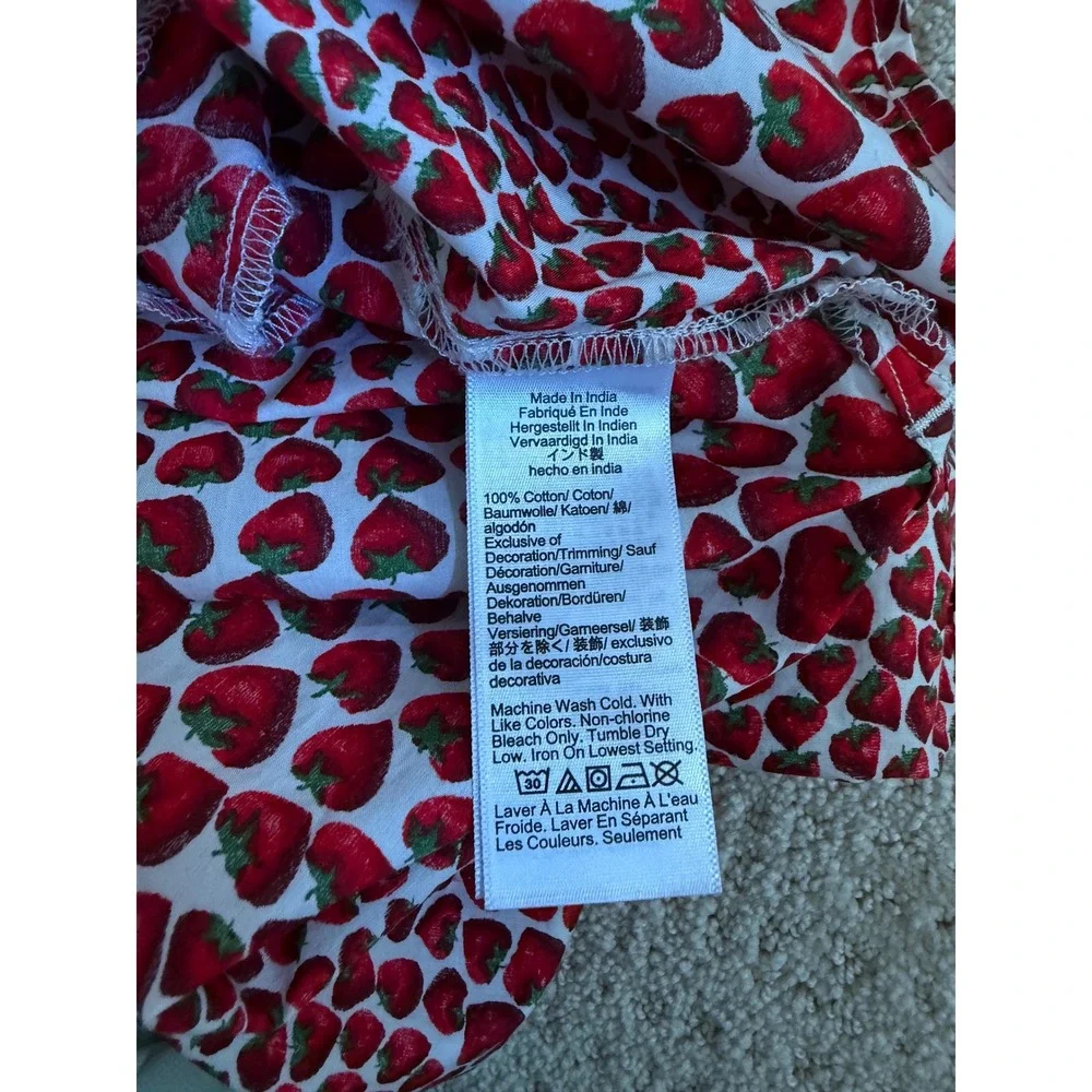 J.Crew Paloma Midi Dress Strawberry Smocked Tie Shoulder 100% Cotton Cottagecore